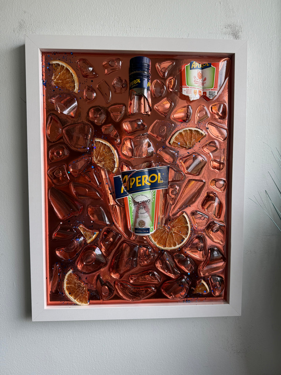 APEROL Large White Frame Resin Art