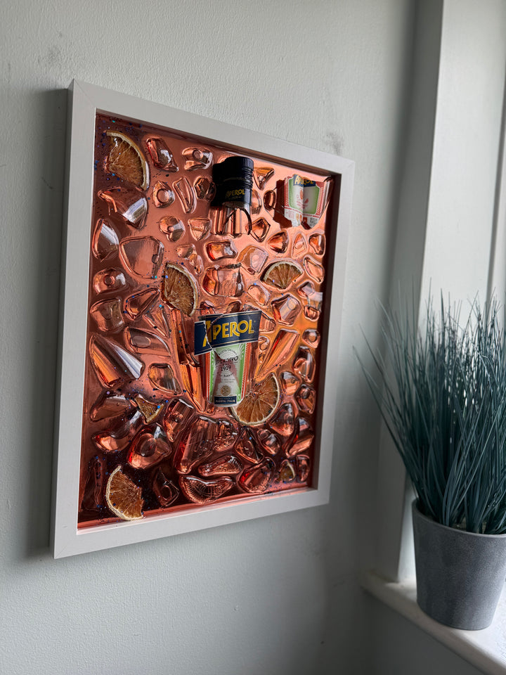 APEROL Large White Frame Resin Art