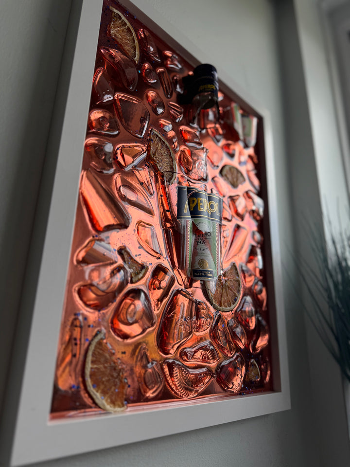 APEROL Large White Frame Resin Art