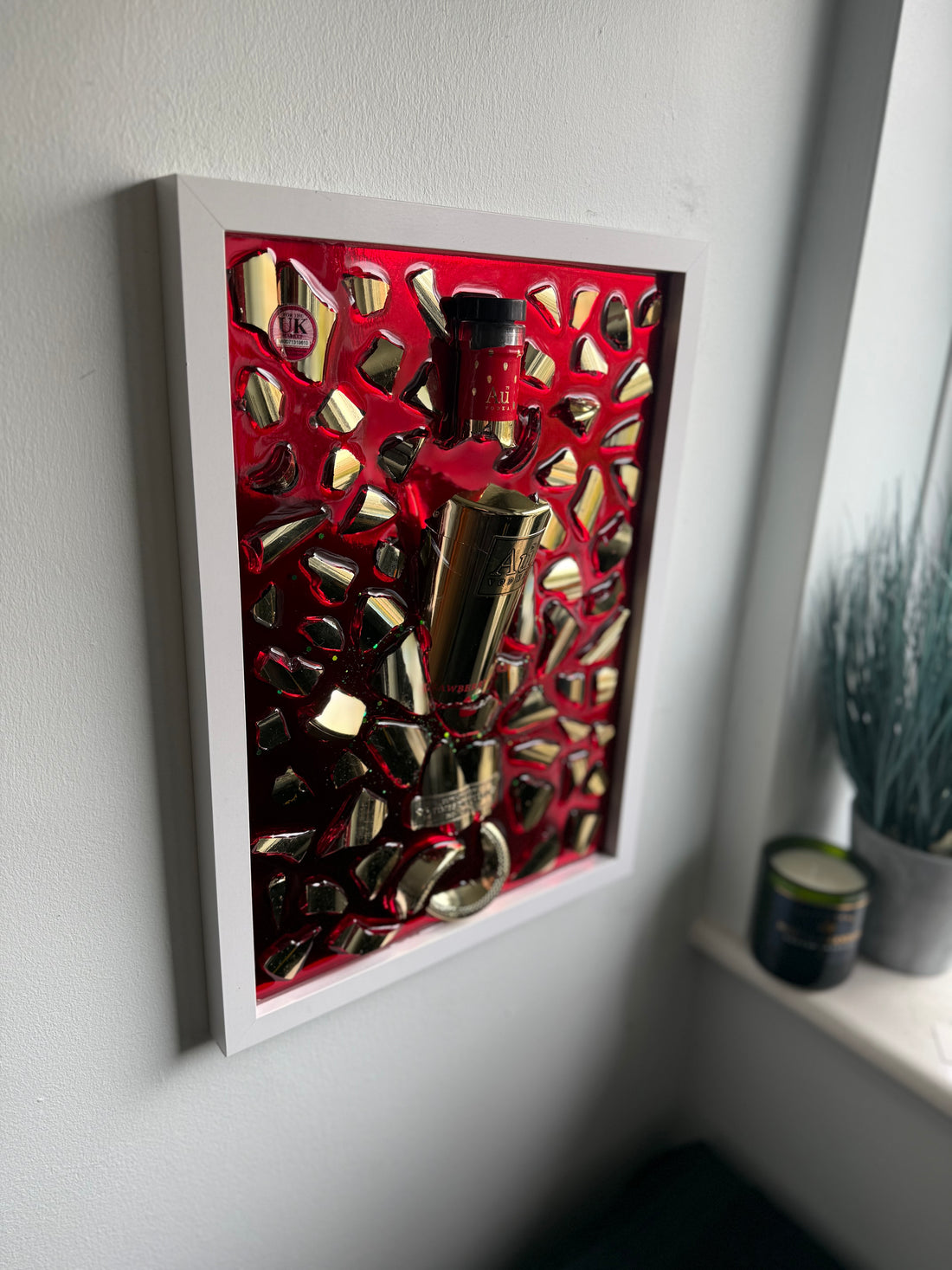 AU Vodka Large white frame Resin Art
