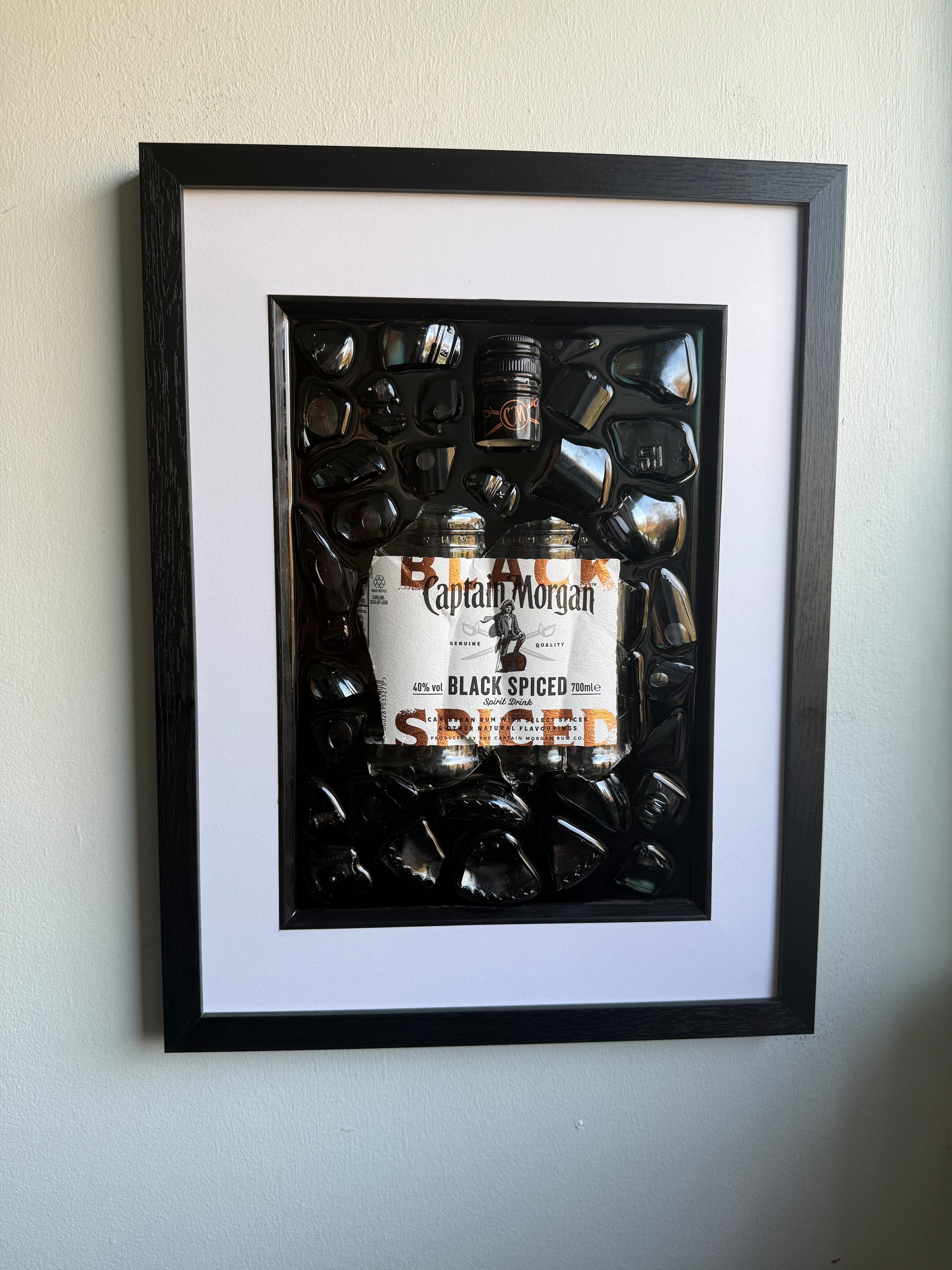 Captain Morgan White Border frame Resin Art