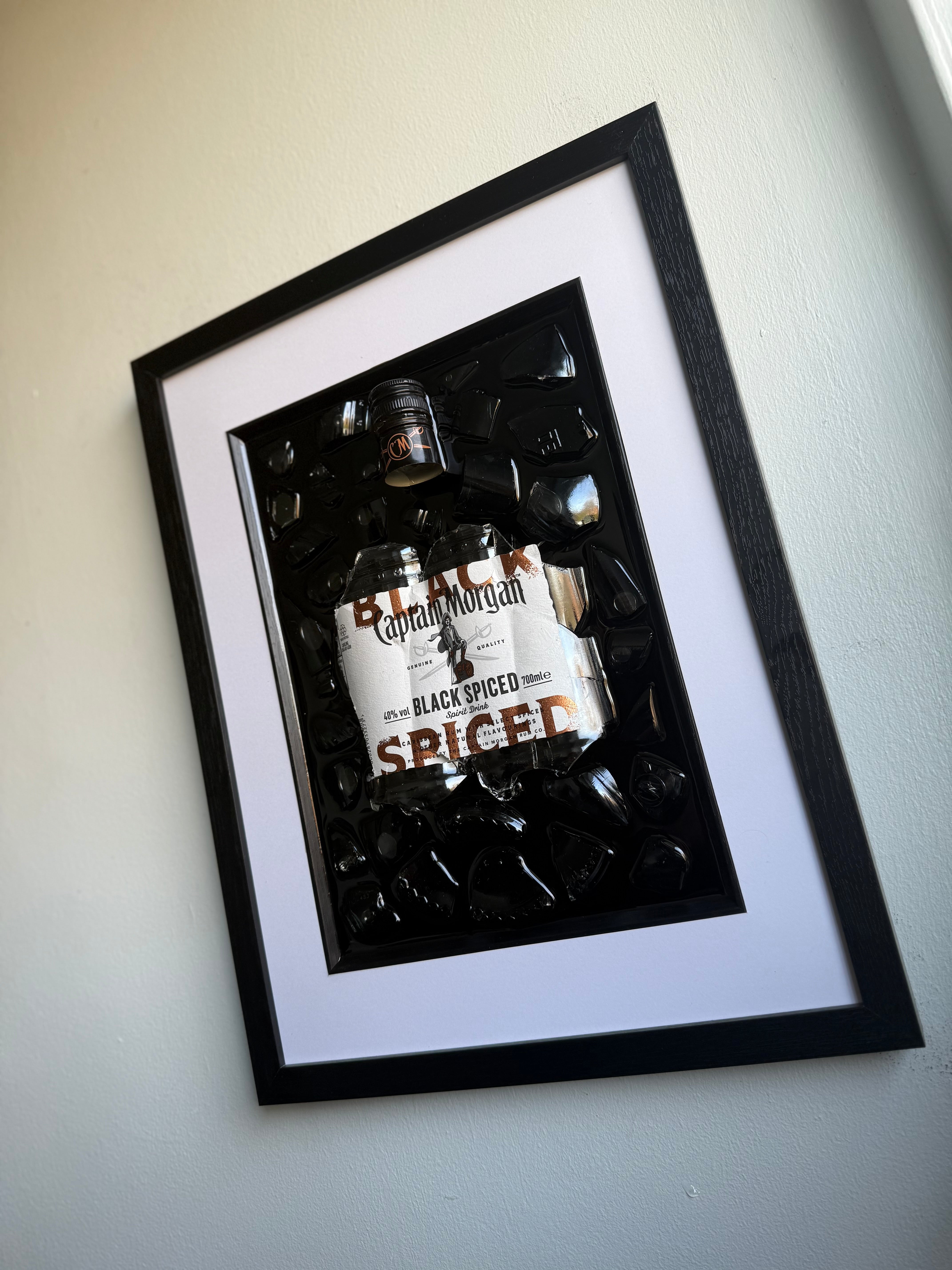 Captain Morgan White Border frame Resin Art