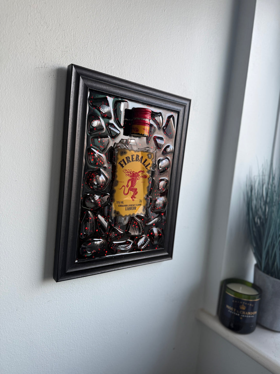 FIREBALL Whiskey Standard frame Resin Art