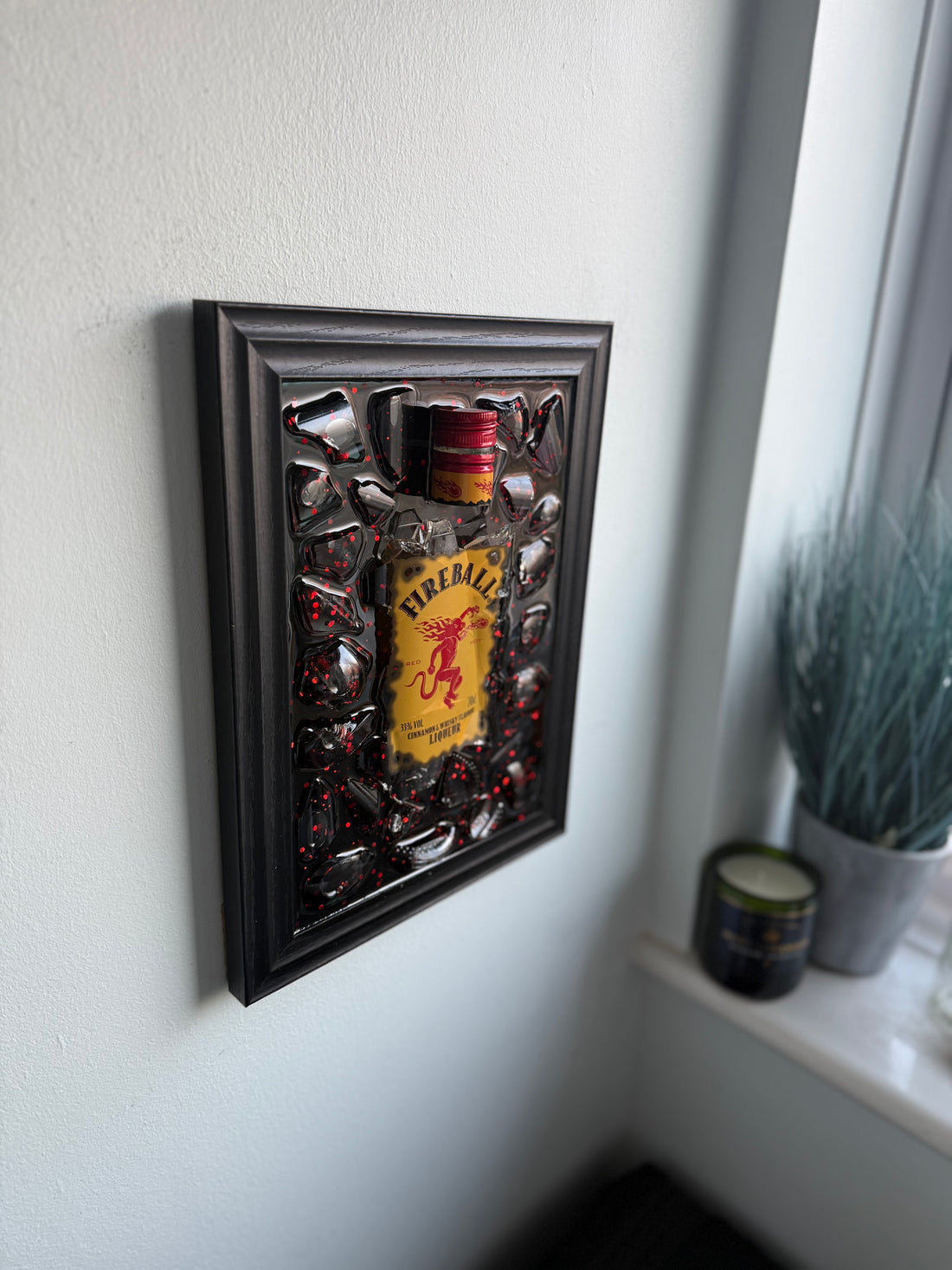 FIREBALL Whiskey Standard frame Resin Art