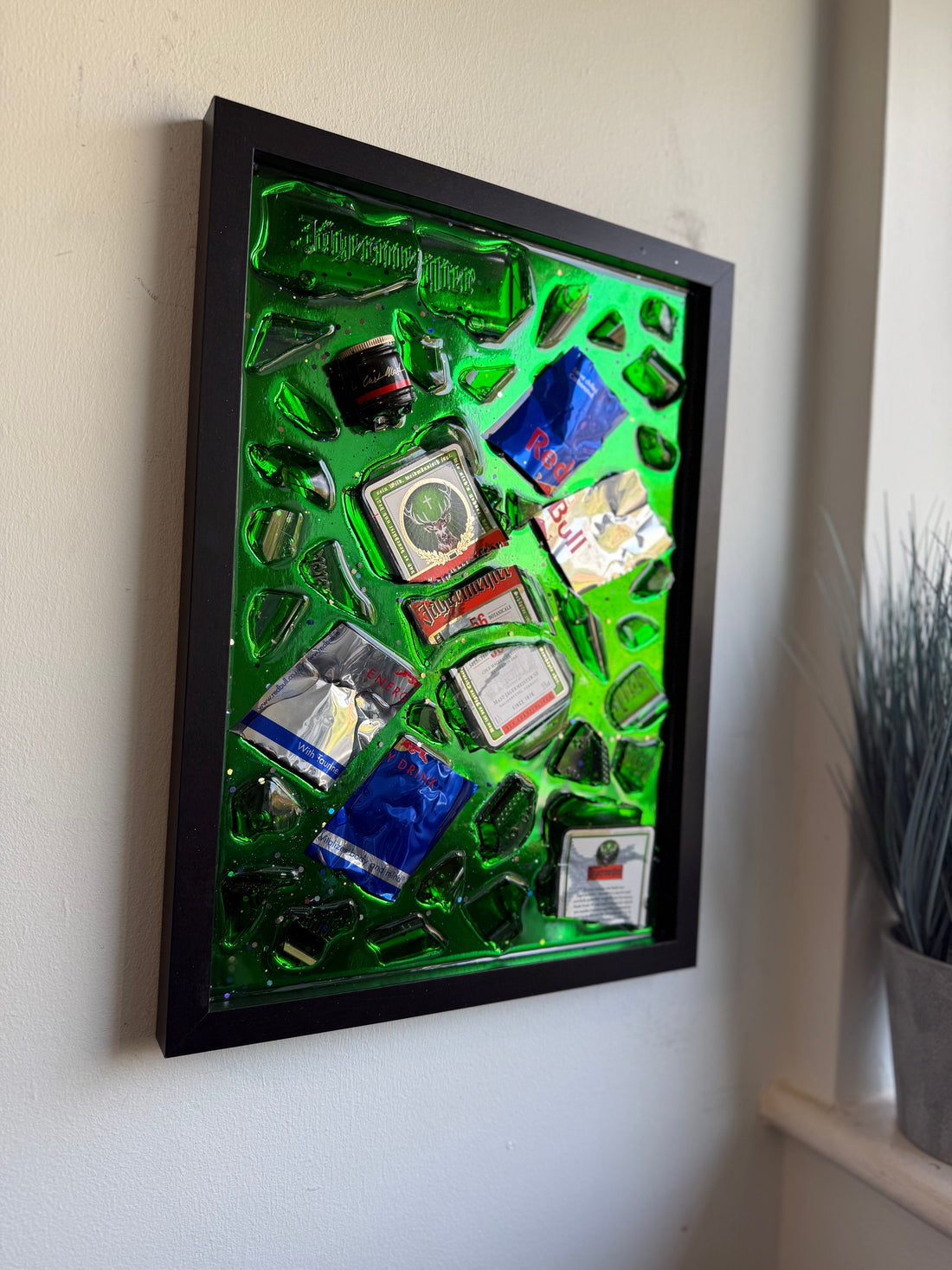 JAGERMEISTER&Red Bull Large black frame Resin Art