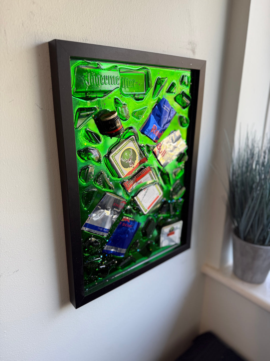 JAGERMEISTER&Red Bull Large black frame Resin Art