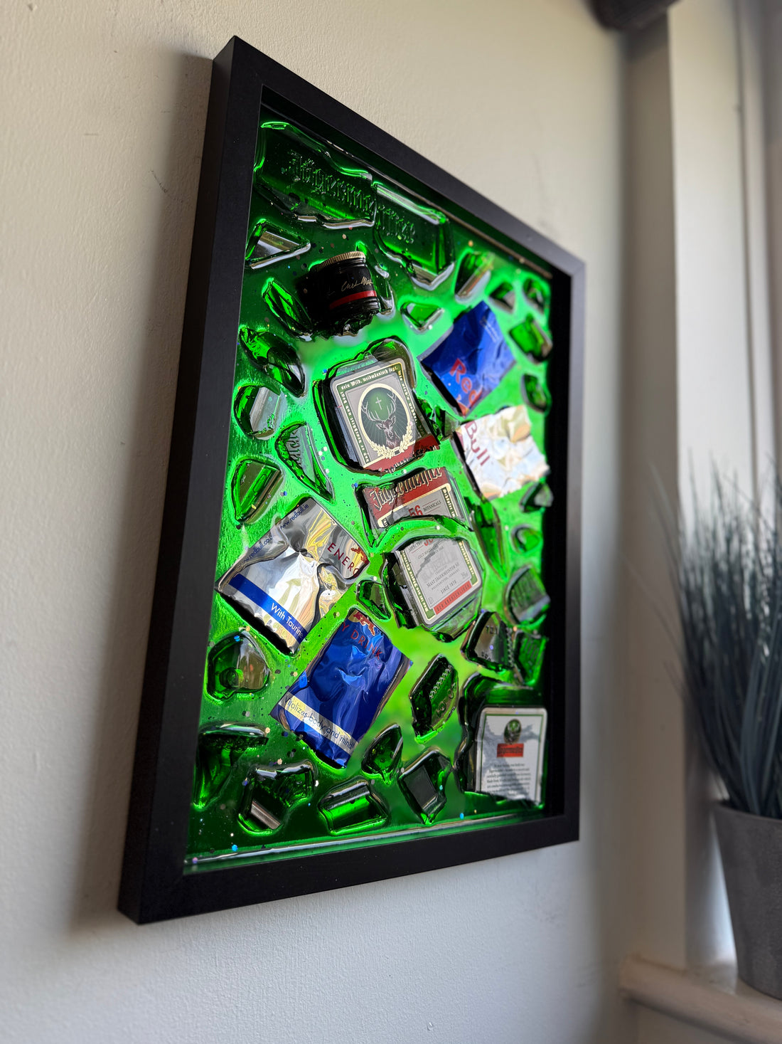 JAGERMEISTER&Red Bull Large black frame Resin Art