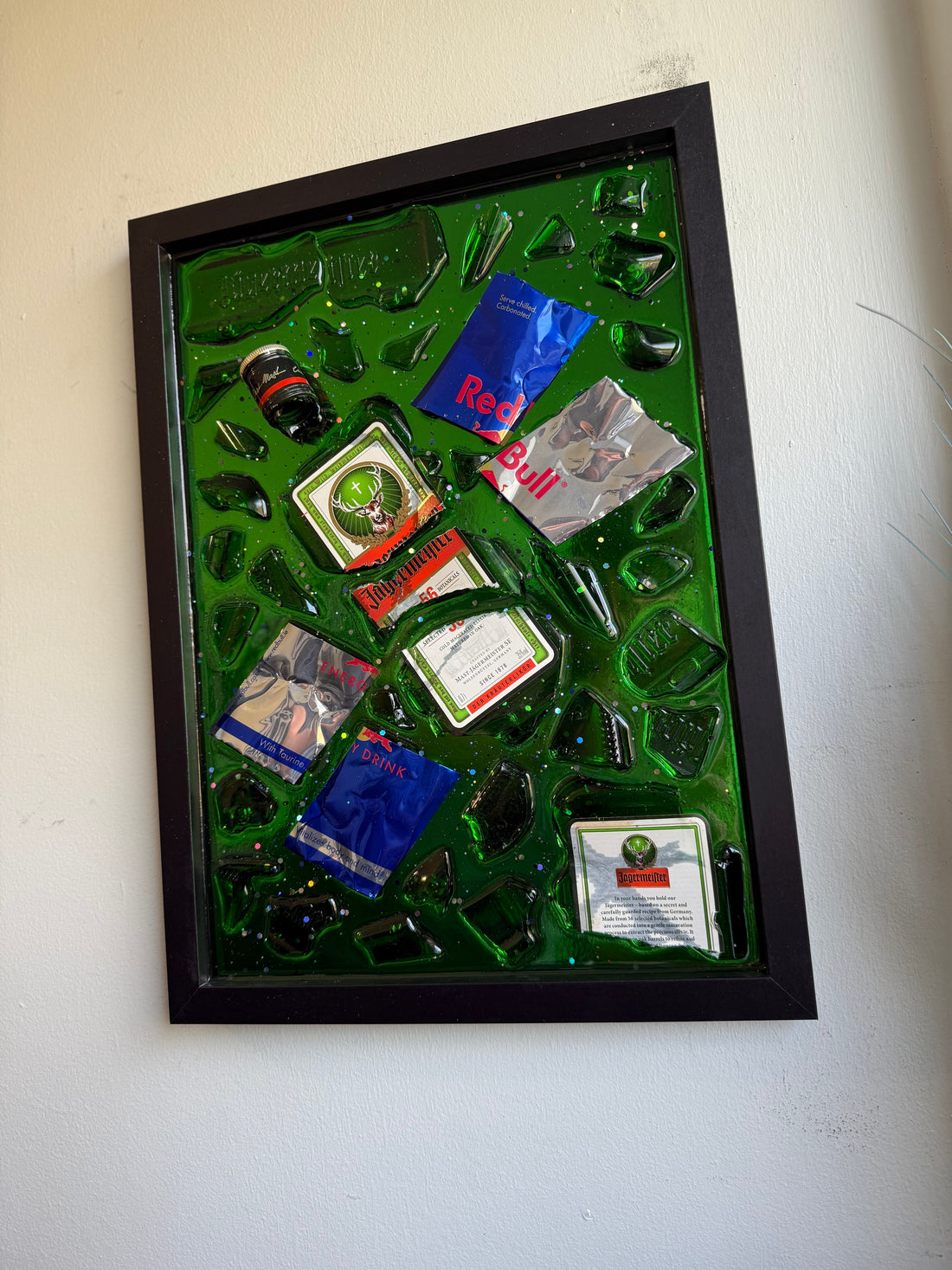 JAGERMEISTER&Red Bull Large black frame Resin Art