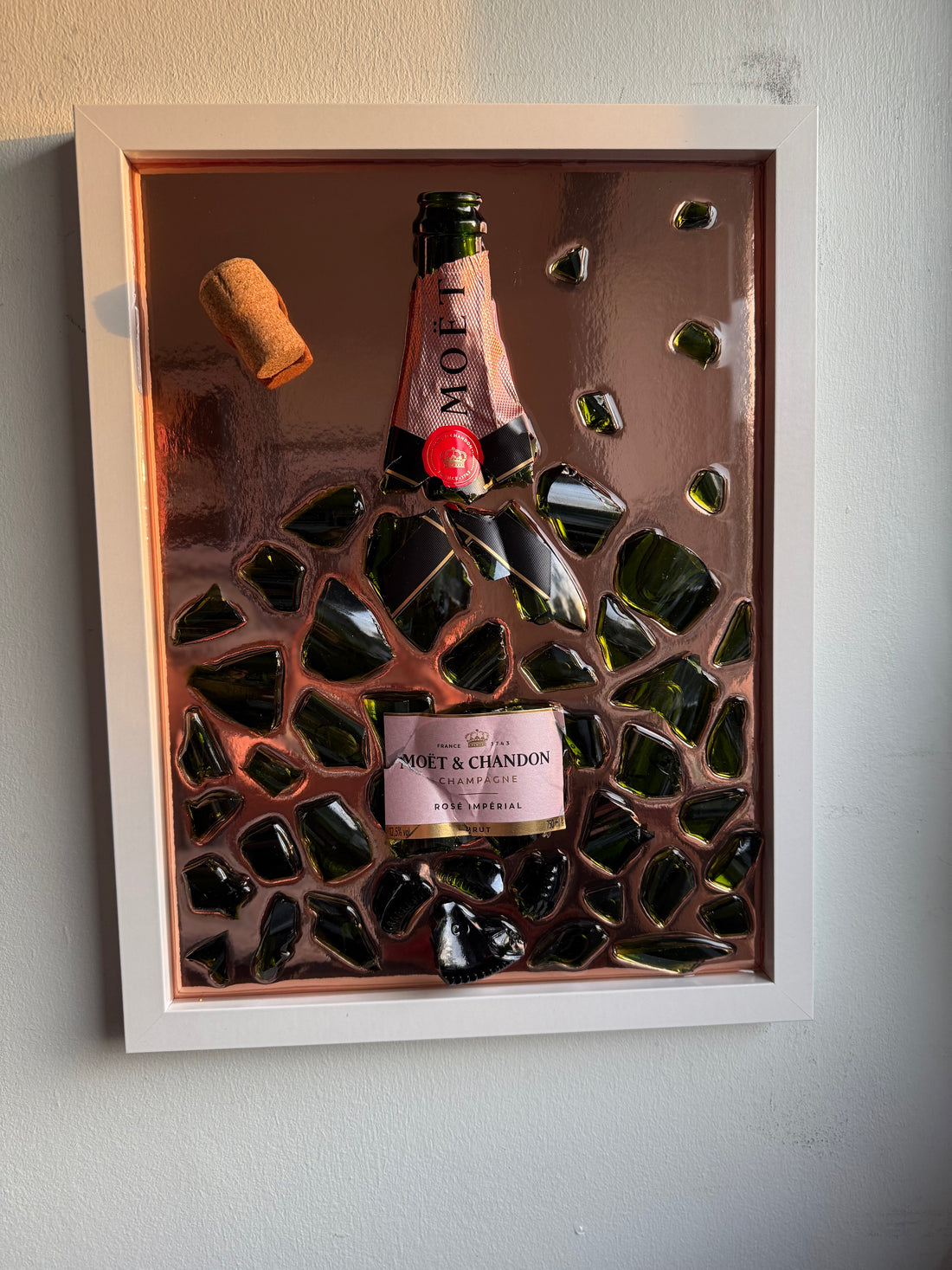 MOET&CHANDON CHAMPAGNE Large White Frame Resin Art
