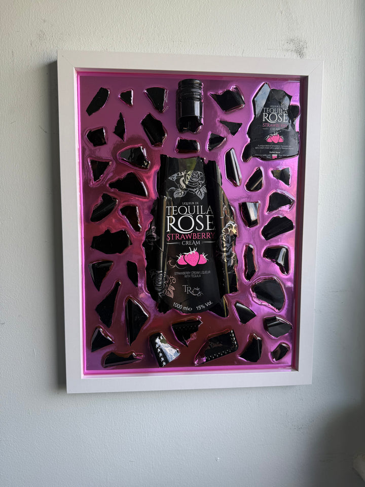 TEQUILA ROSE Large White Frame Resin Art