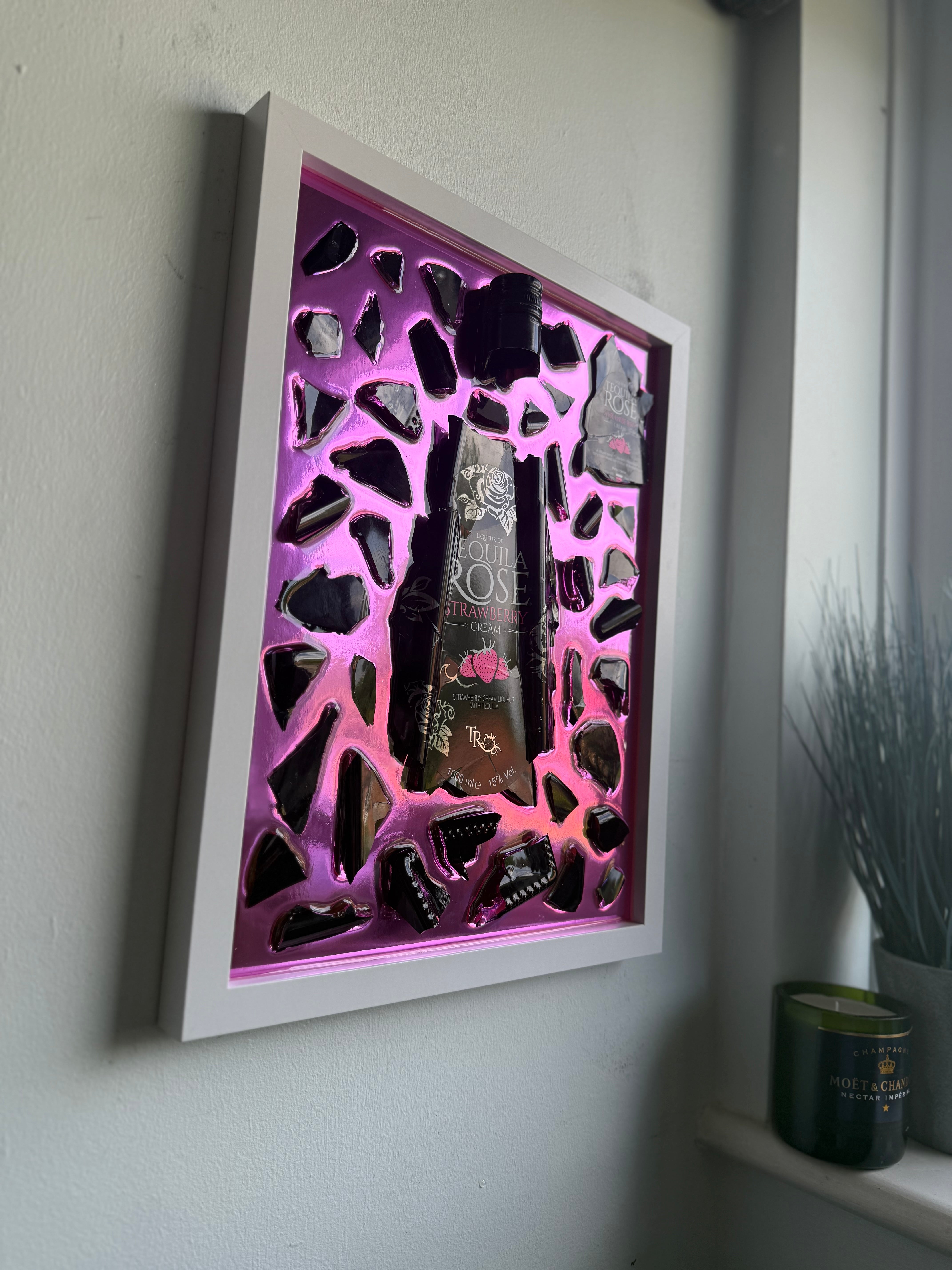 TEQUILA ROSE Large White Frame Resin Art