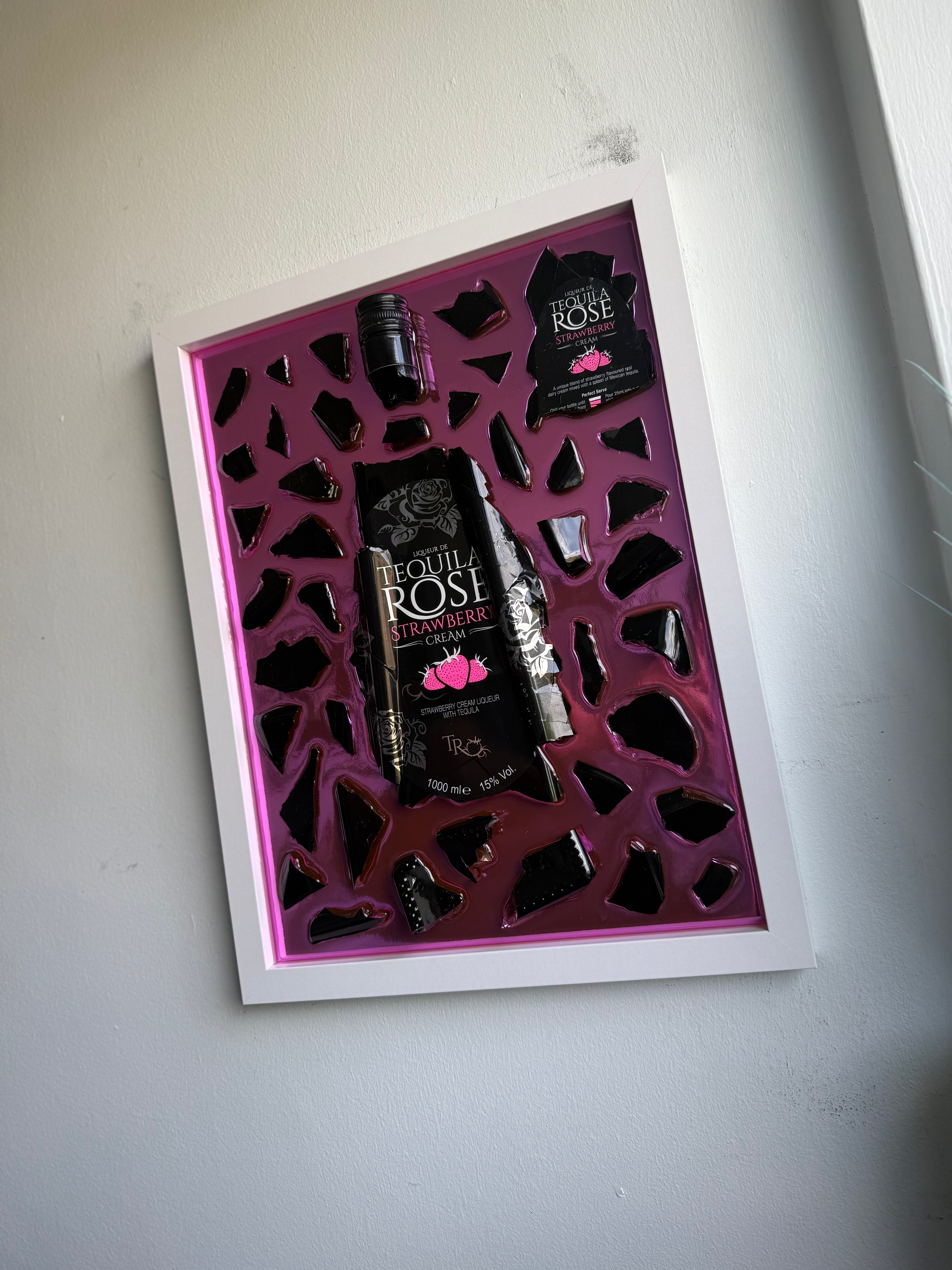 TEQUILA ROSE Large White Frame Resin Art