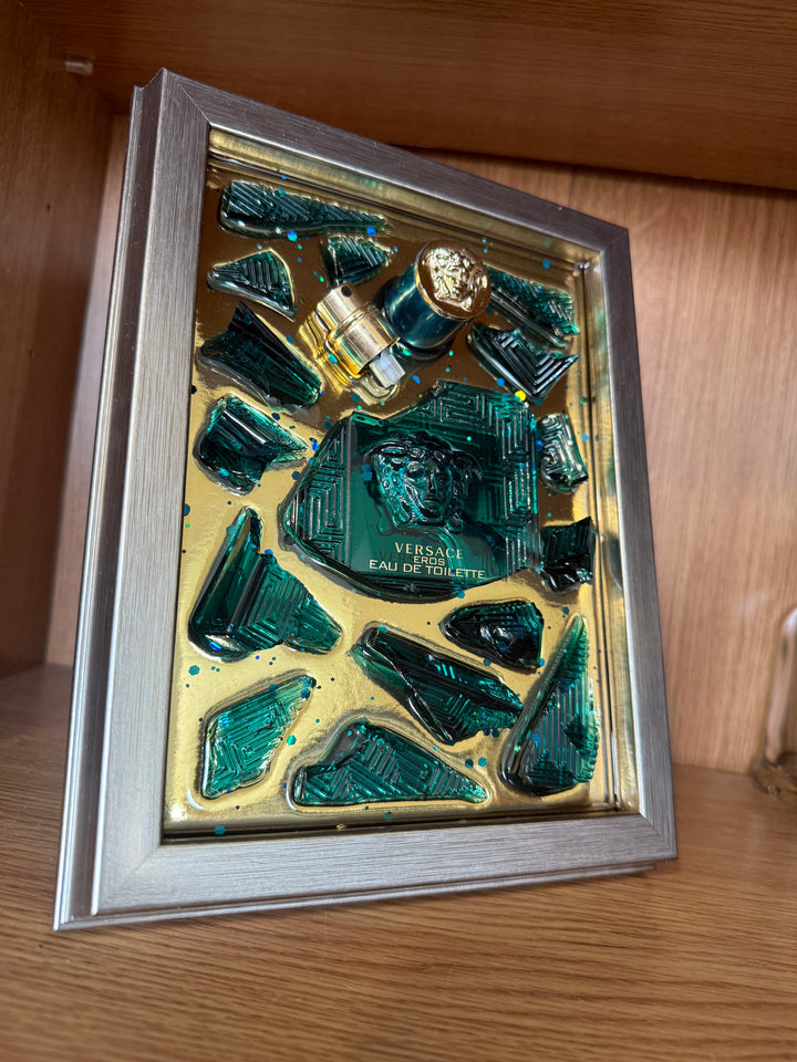 VERSACE GREEN Aftershave Frame Resin Art