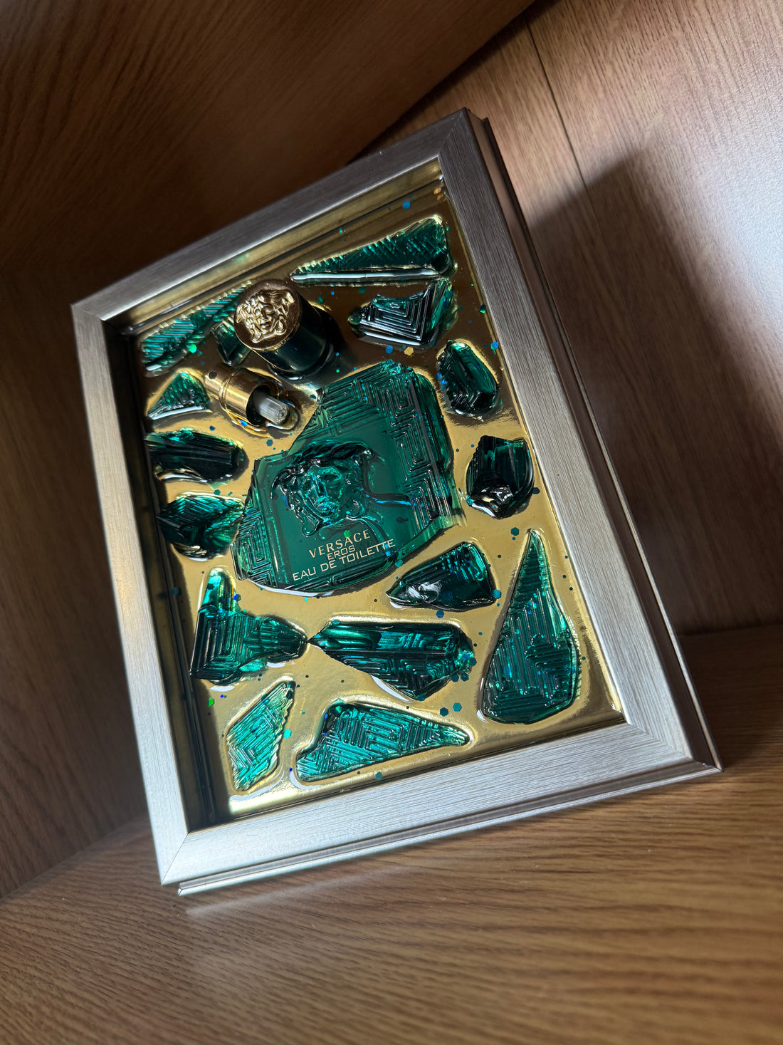 VERSACE GREEN Aftershave Frame Resin Art