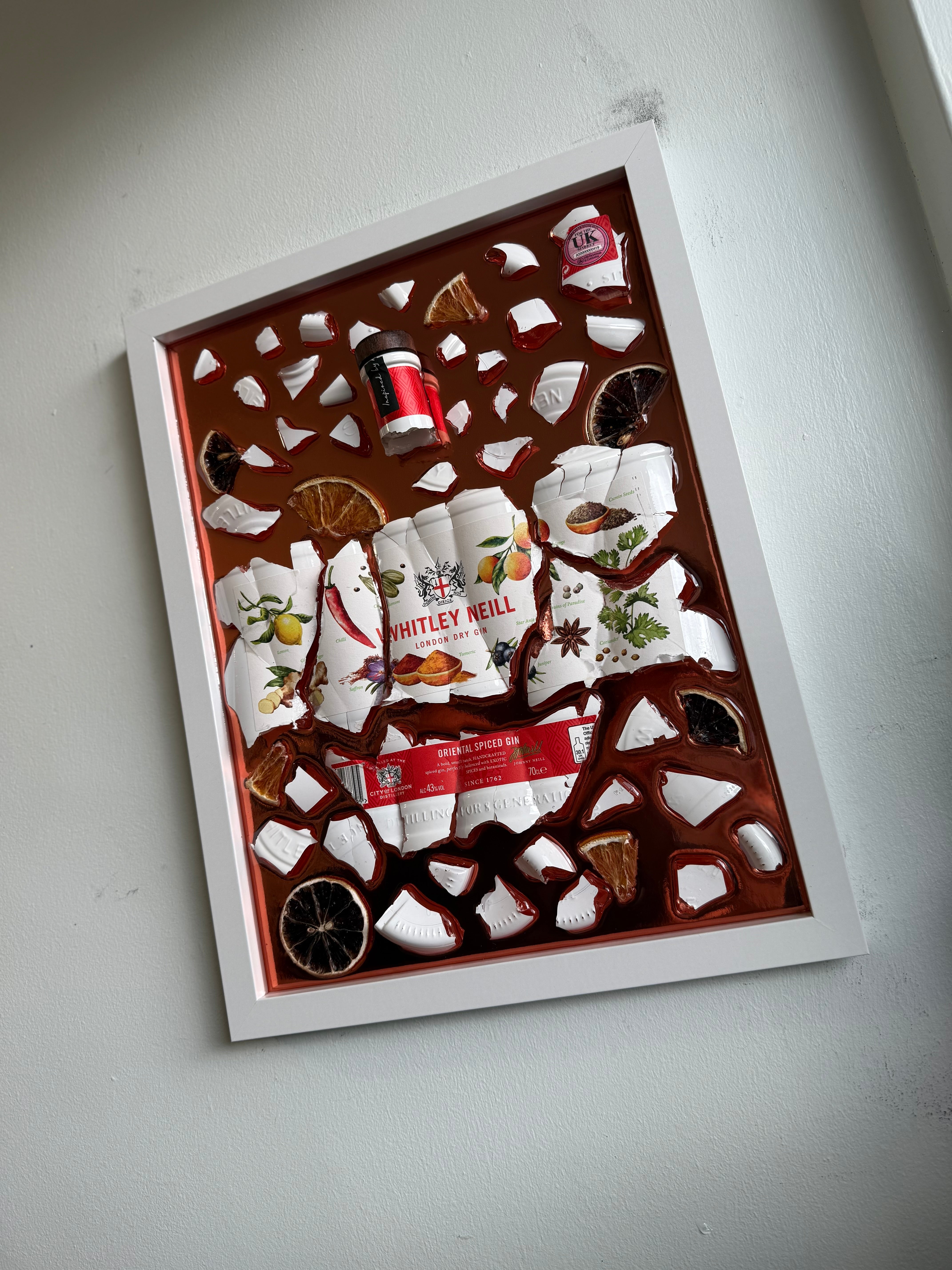 WHITLEY NEILL DRY GIN Large white frame Resin Art
