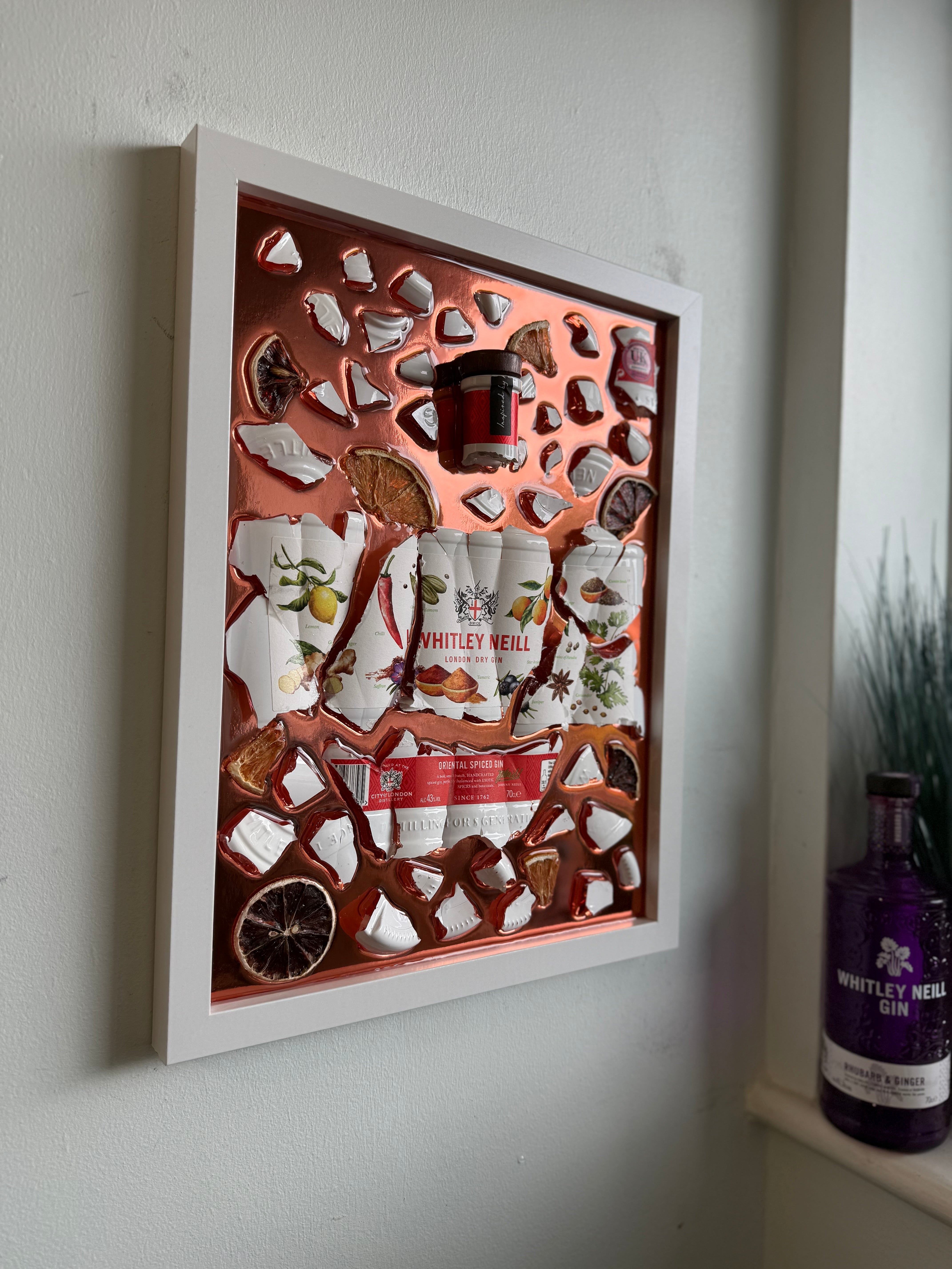 WHITLEY NEILL DRY GIN Large white frame Resin Art