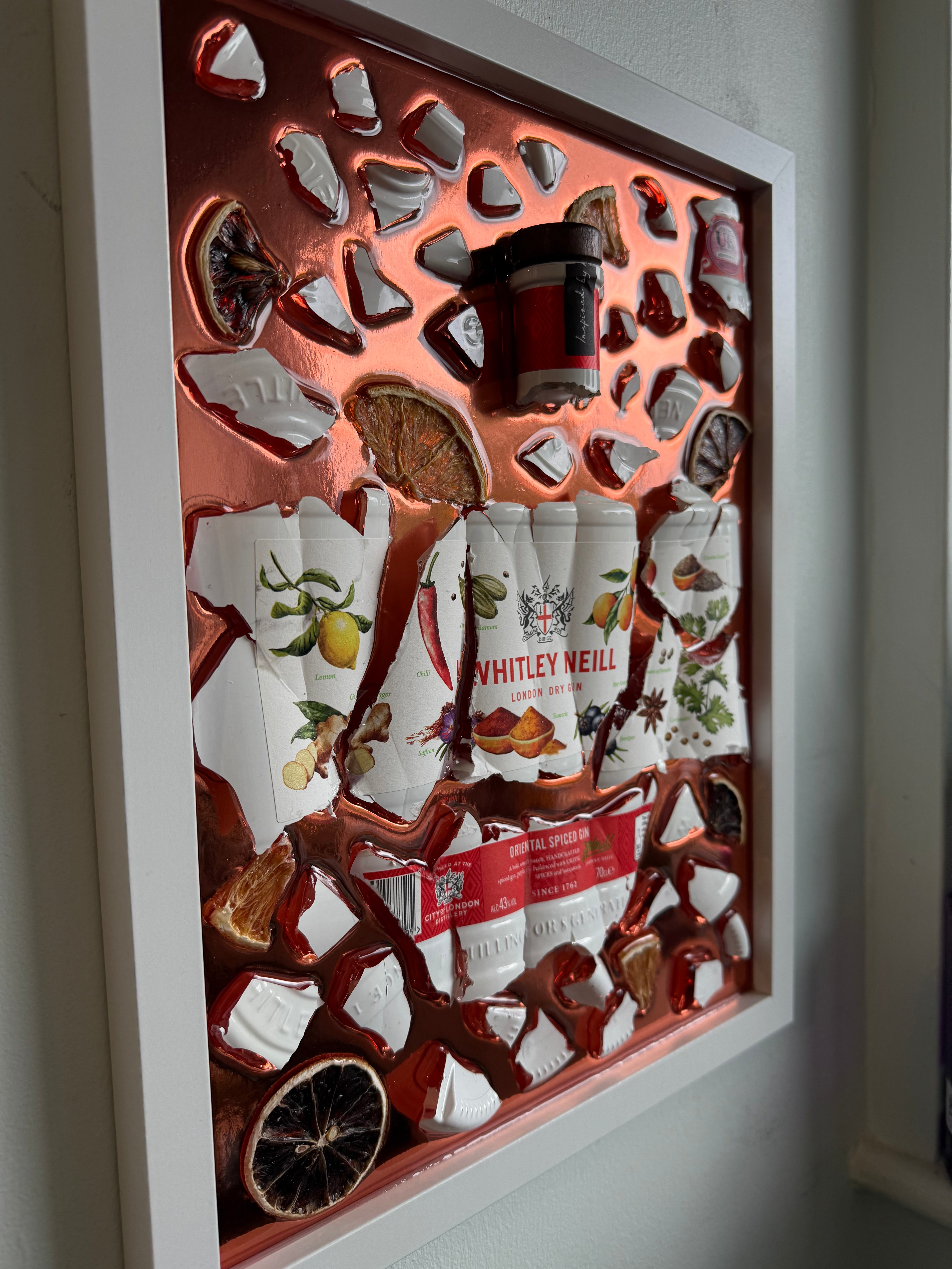 WHITLEY NEILL DRY GIN Large white frame Resin Art