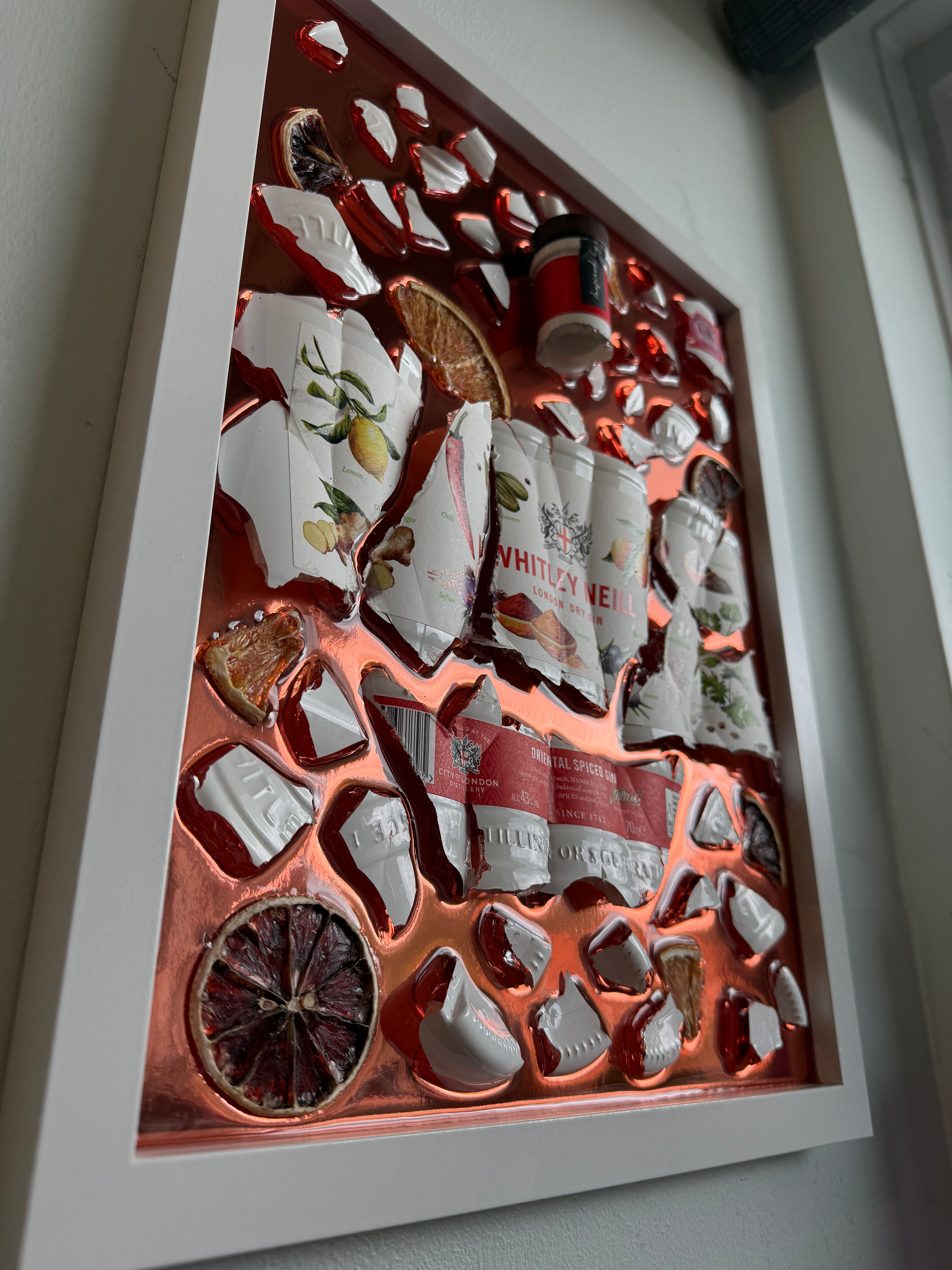 WHITLEY NEILL DRY GIN Large white frame Resin Art