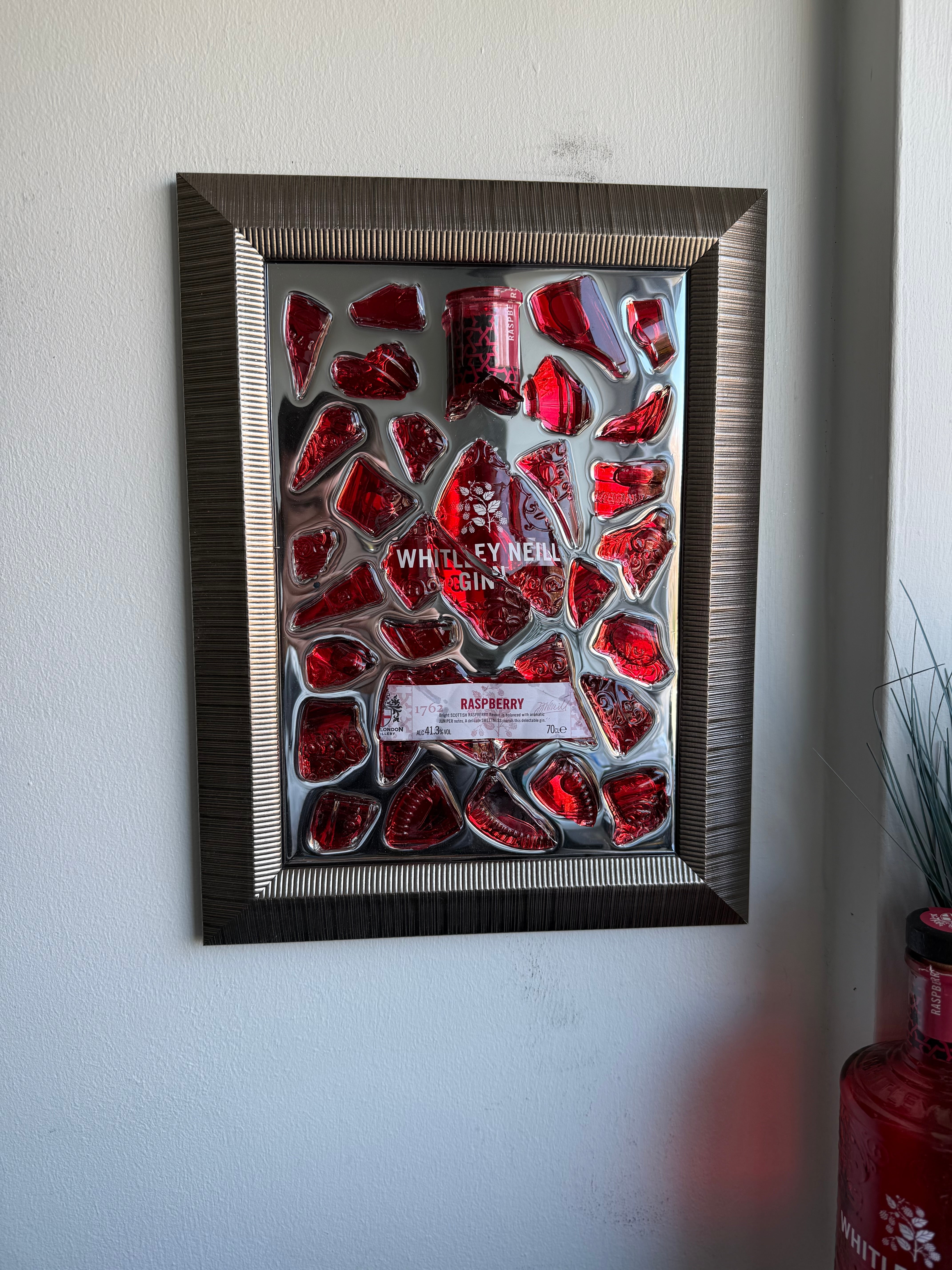 Whitley Neill Gin Raspberry Mirror Frame Resin Art