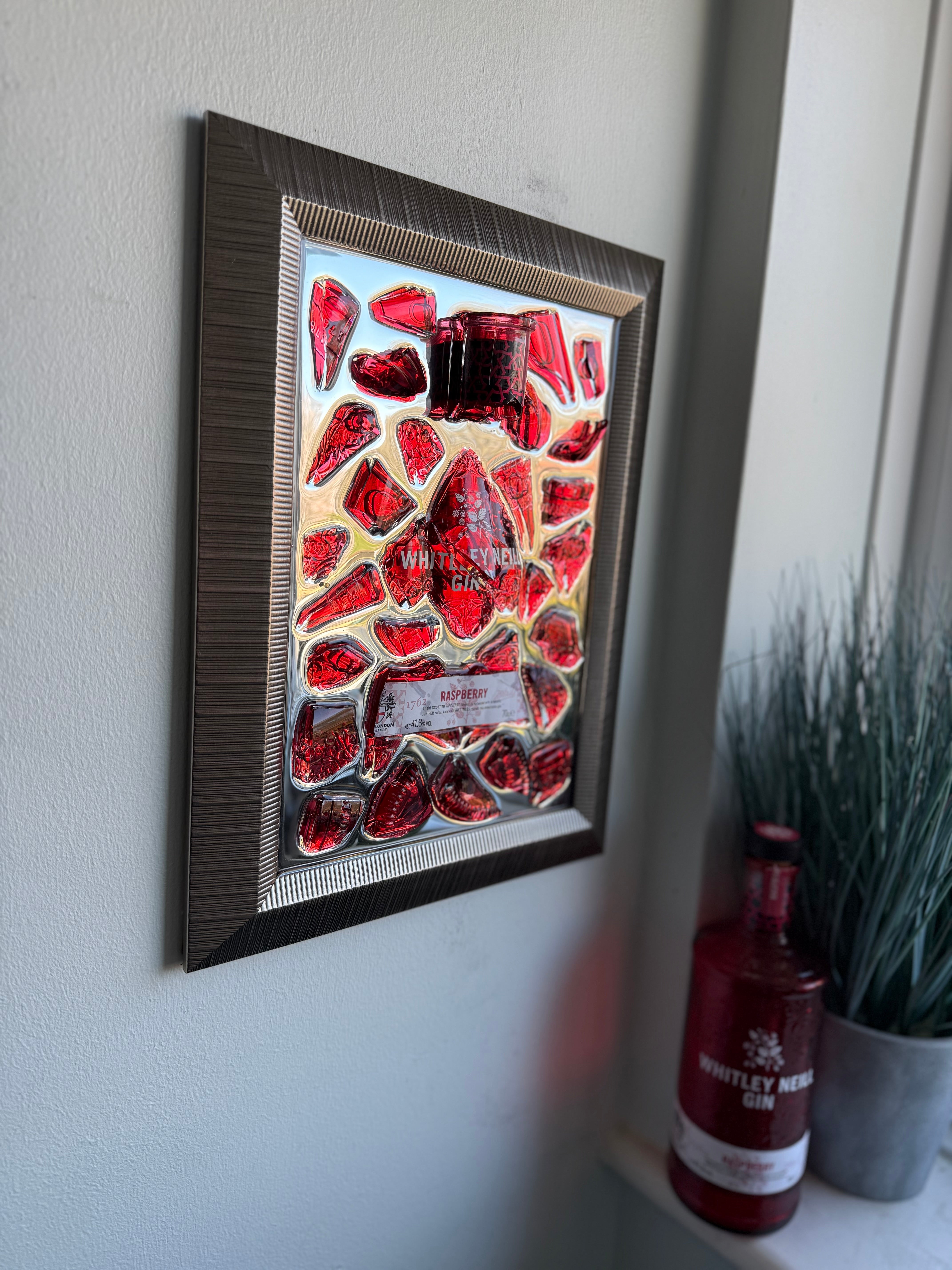 Whitley Neill Gin Raspberry Mirror Frame Resin Art