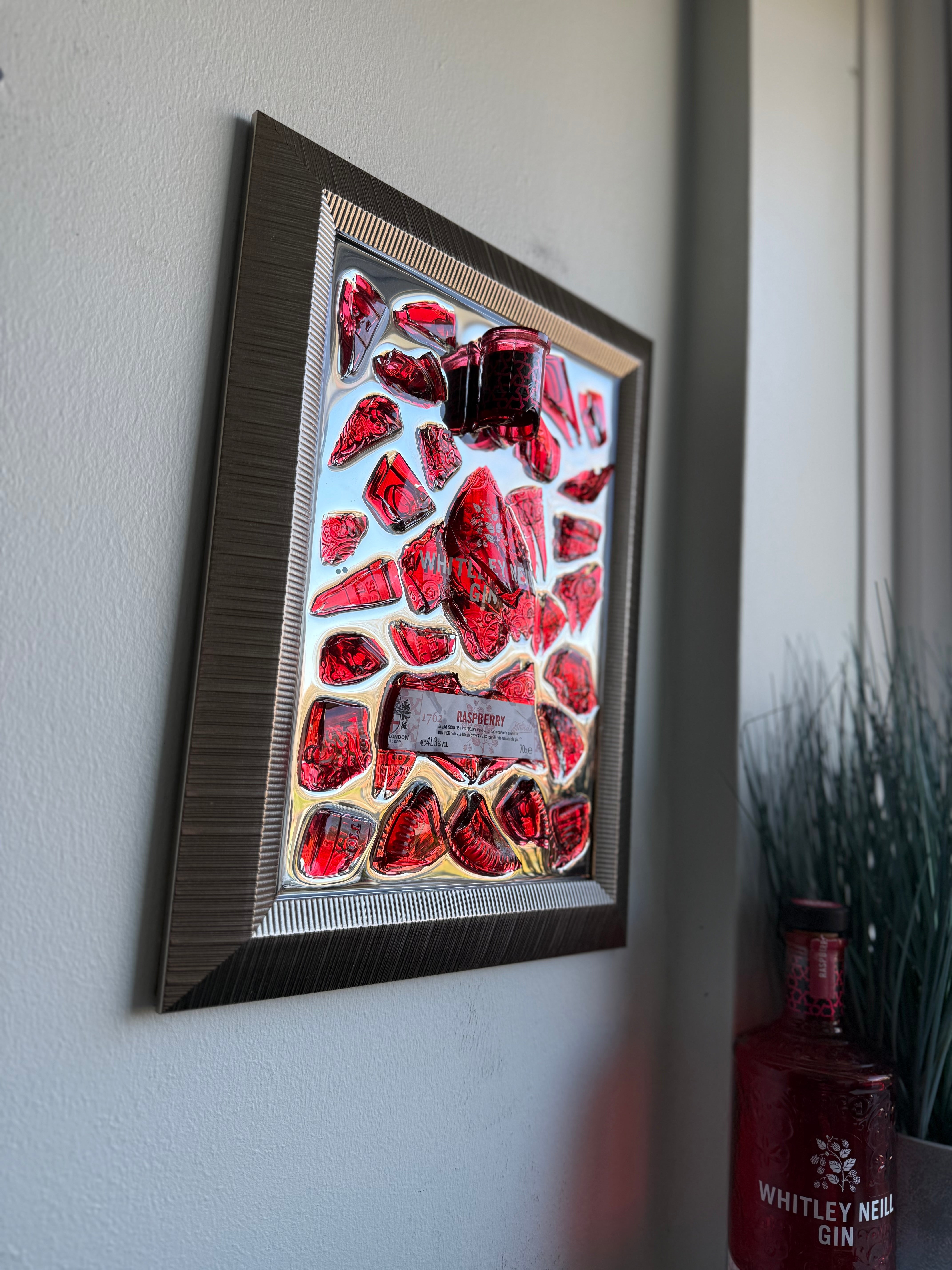 Whitley Neill Gin Raspberry Mirror Frame Resin Art