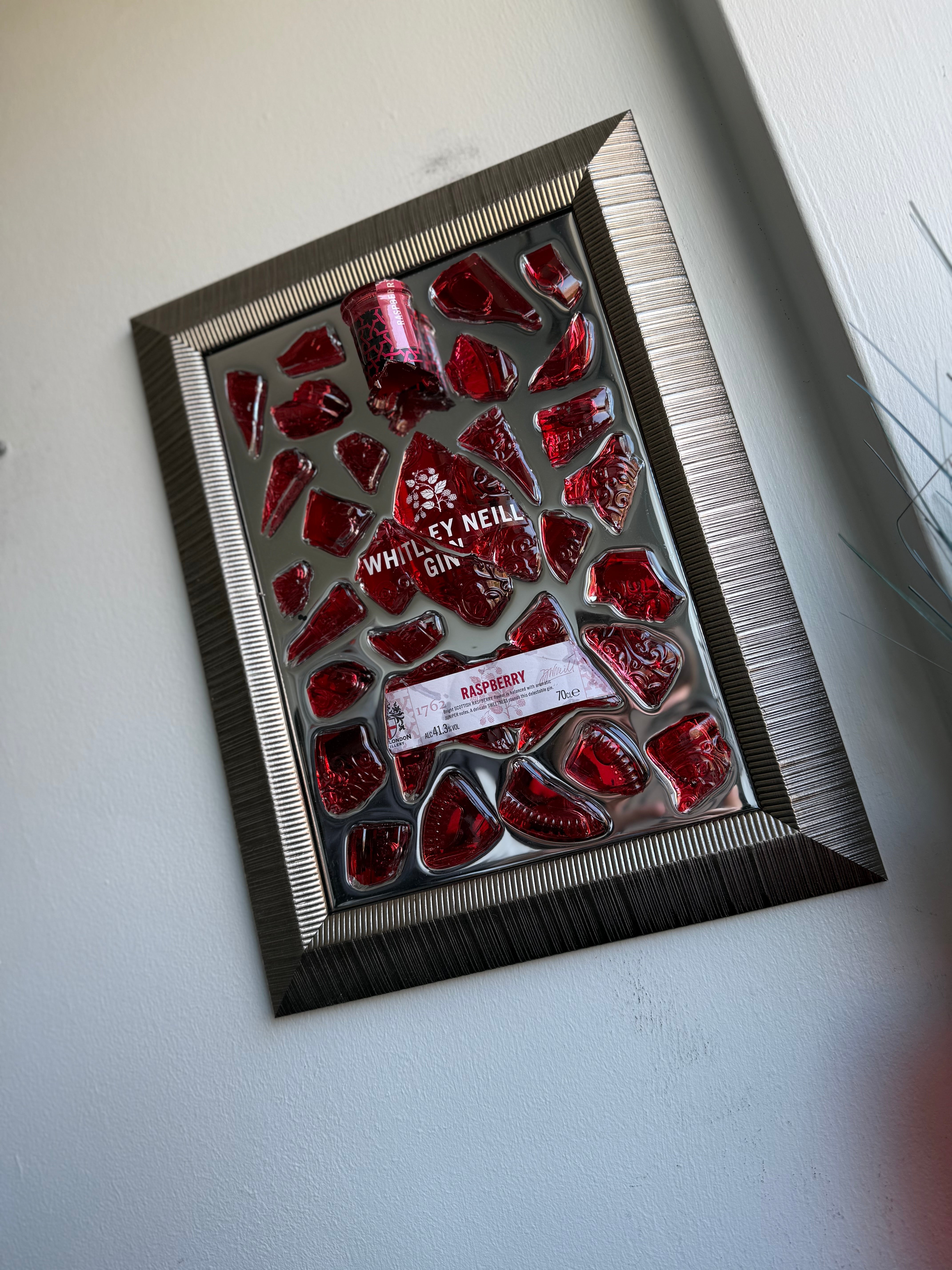 Whitley Neill Gin Raspberry Mirror Frame Resin Art