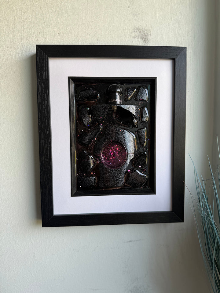 YSL Perfume White Boarder frame Resin art