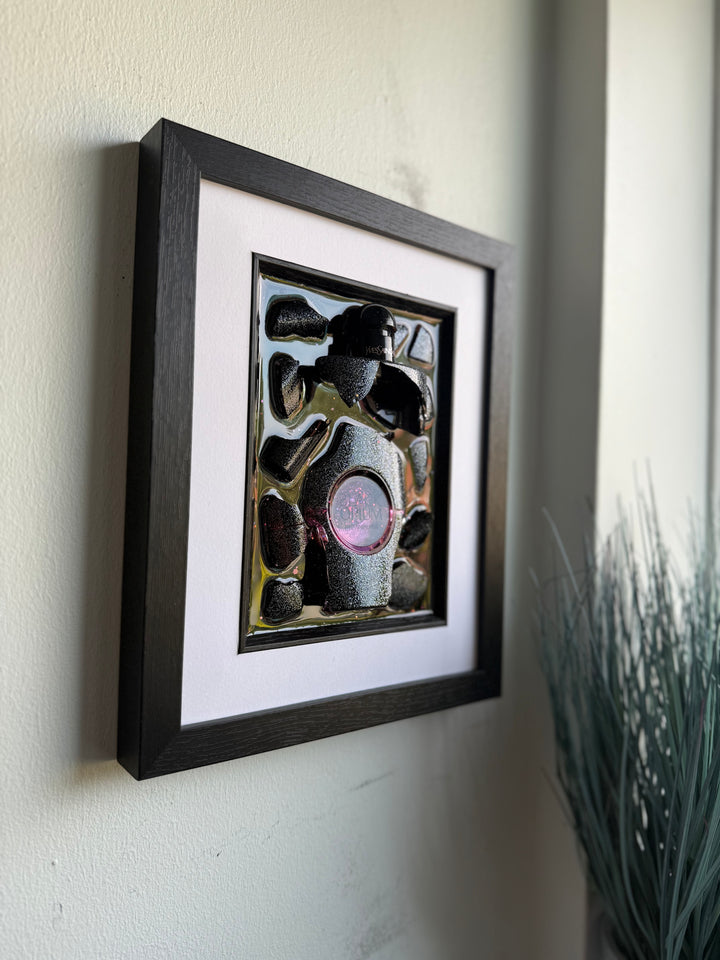 YSL Perfume White Boarder frame Resin art