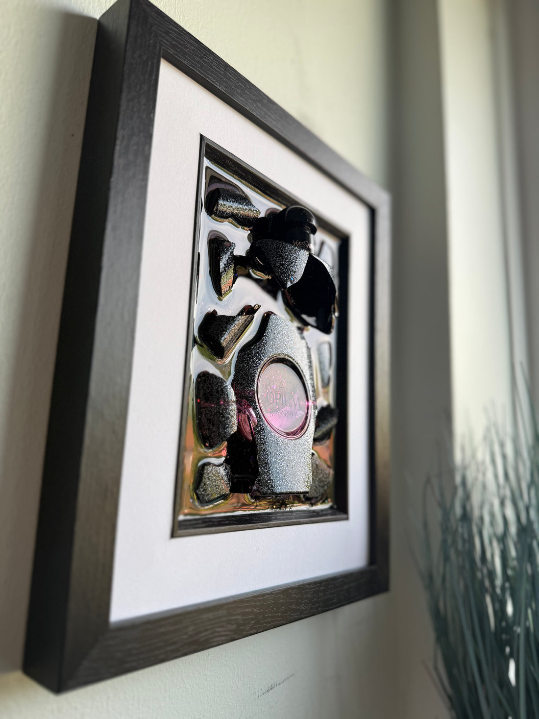 YSL Perfume White Boarder frame Resin art