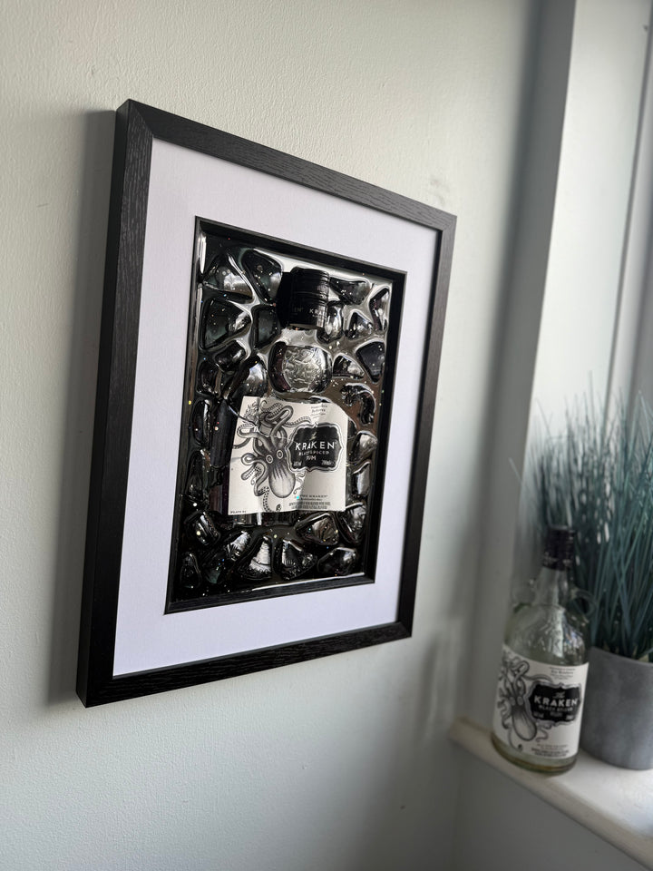 KRAKEN White Border frame Resin Art